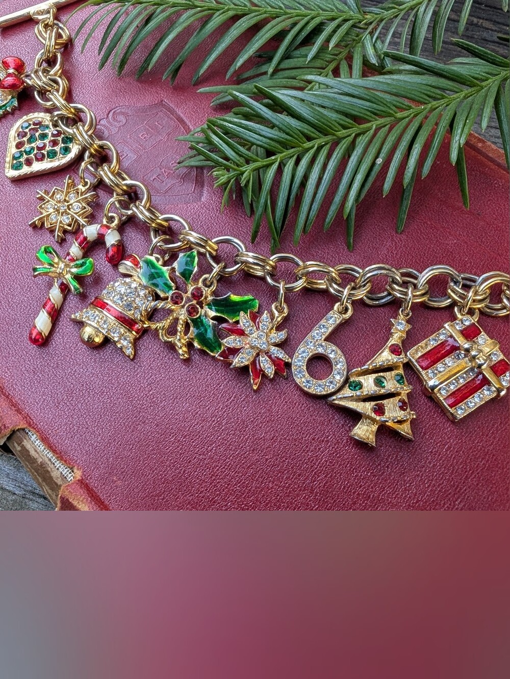 Vintage Bloomingdale Christmas Charm Bracelet